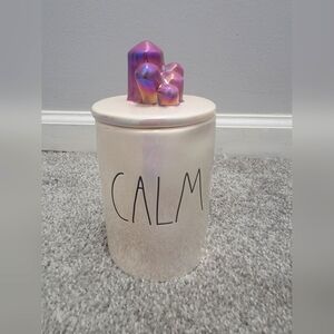 Rae Dunn Candle CALM 13.2oz Soothing Lavender Scented Ceramic Iridescent w/ Lid